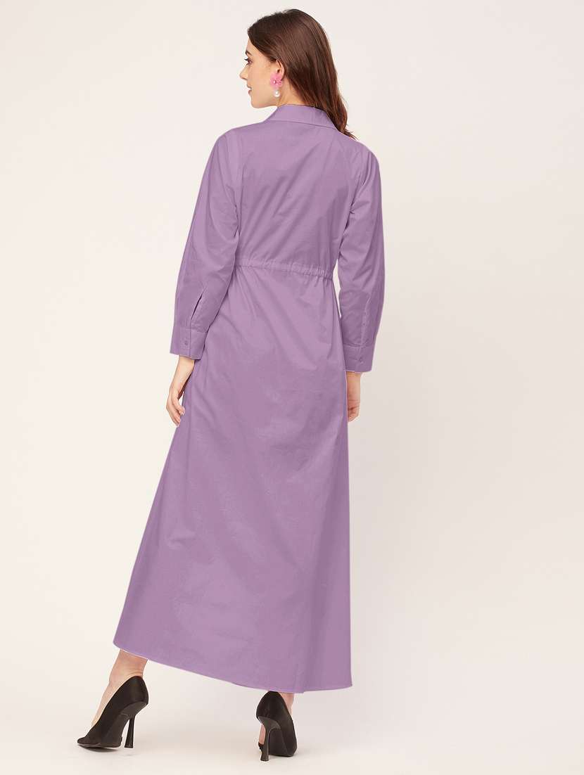 women solid button downed shirt dress - 20555349 - Standard Image - 2