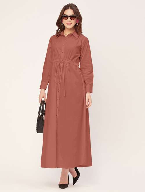 women solid button downed shirt  dress - 20555350 -  Standard Image - 0