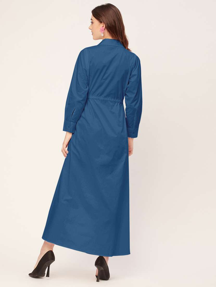 women solid button downed shirt  dress - 20555354 -  Standard Image - 2
