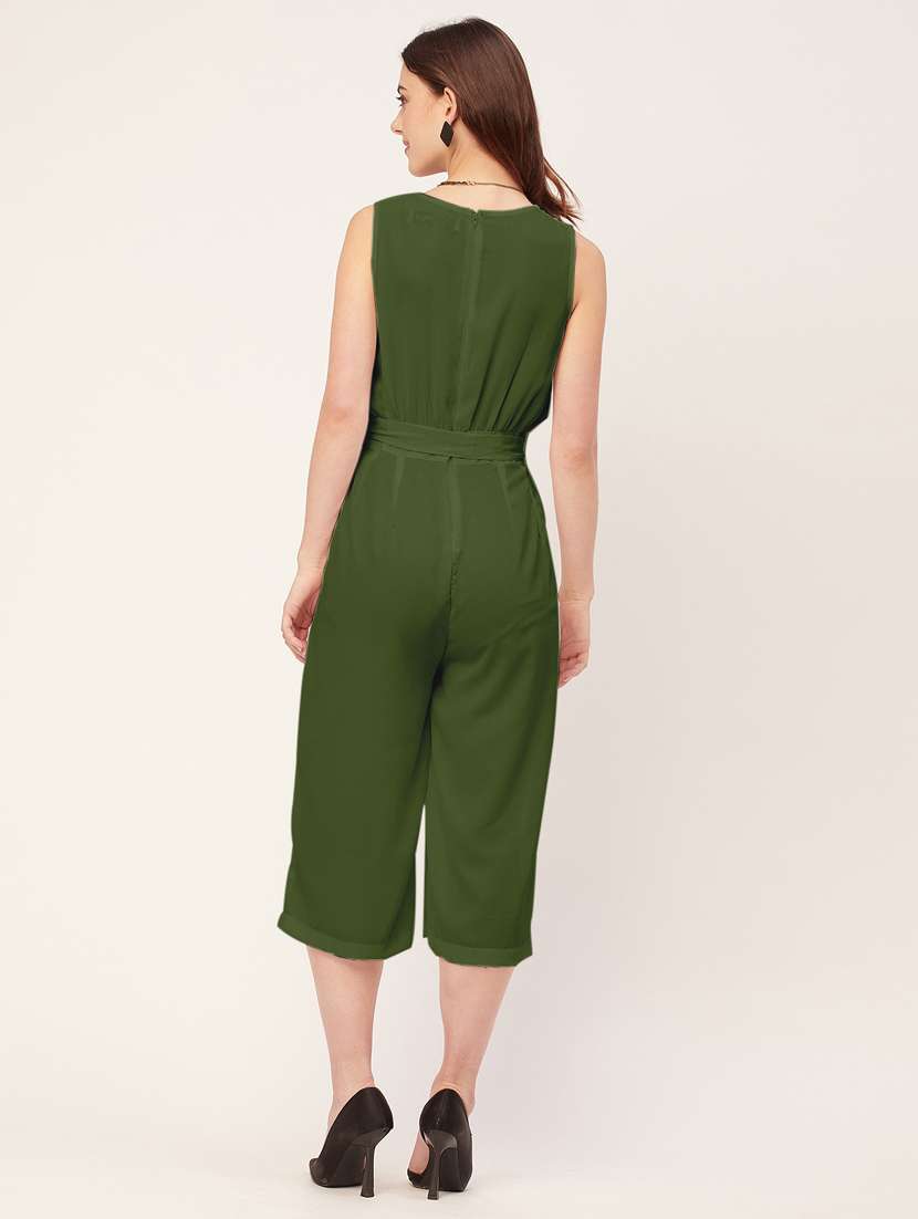 women solid waist tie up jumpsuit - 20555358 -  Standard Image - 2
