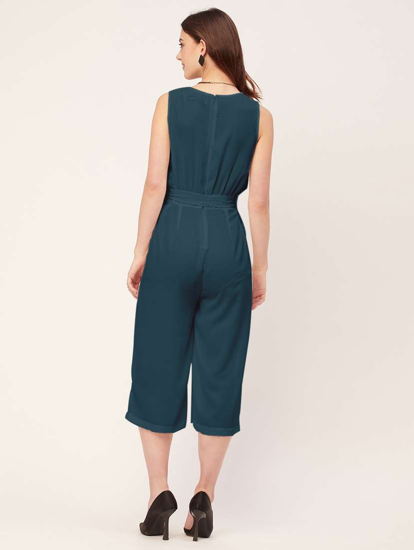 women solid waist tie up jumpsuit - 20555360 -  Standard Image - 2