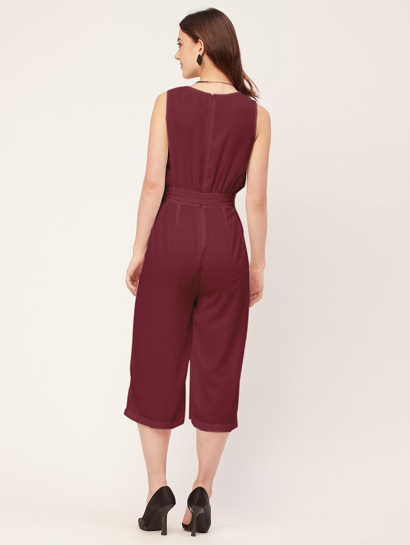 women solid waist tie up jumpsuit - 20555361 - Standard Image - 2