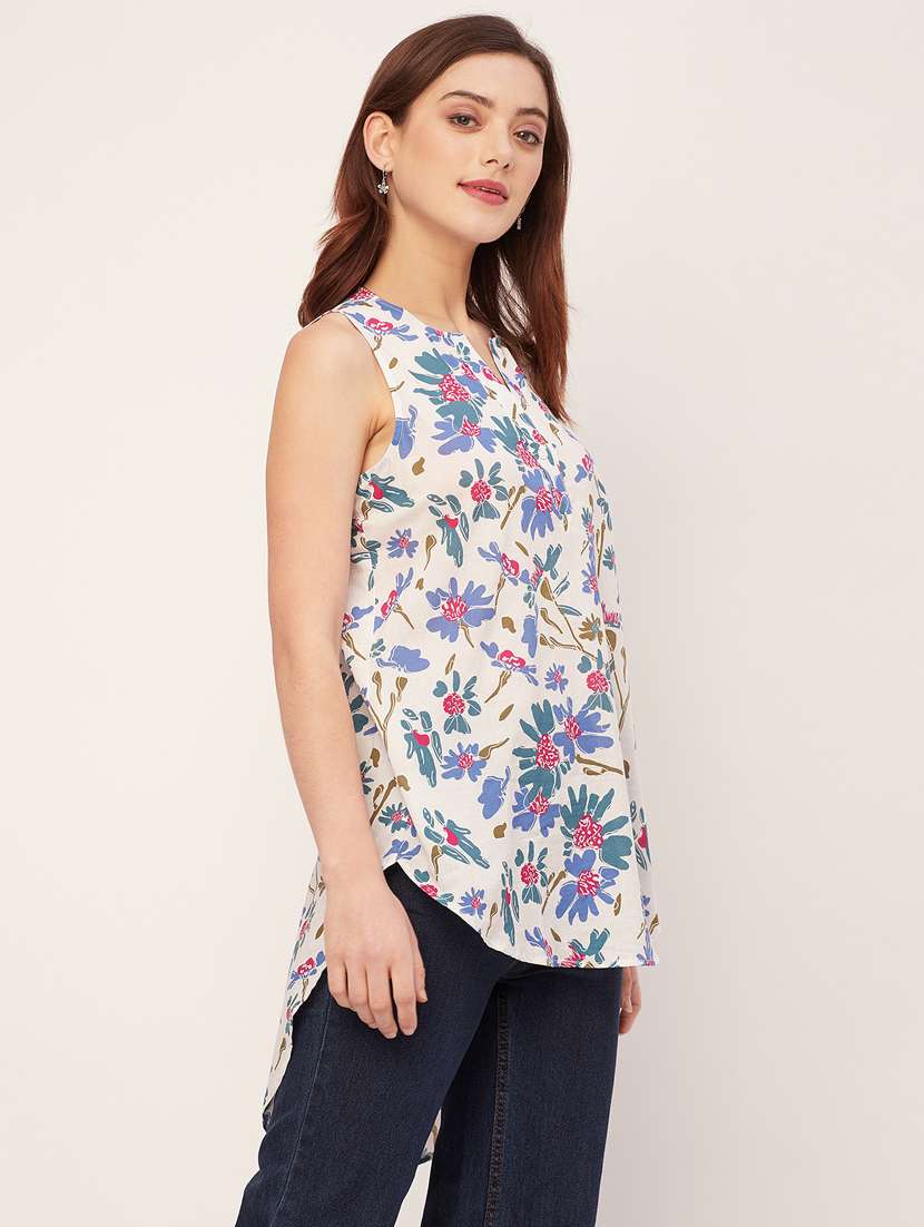 women floral print high-low top - 20555364 -  Standard Image - 2