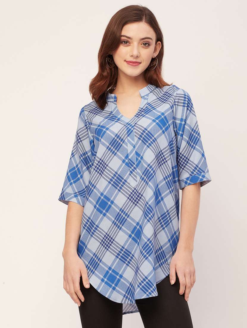 women checkered regular top