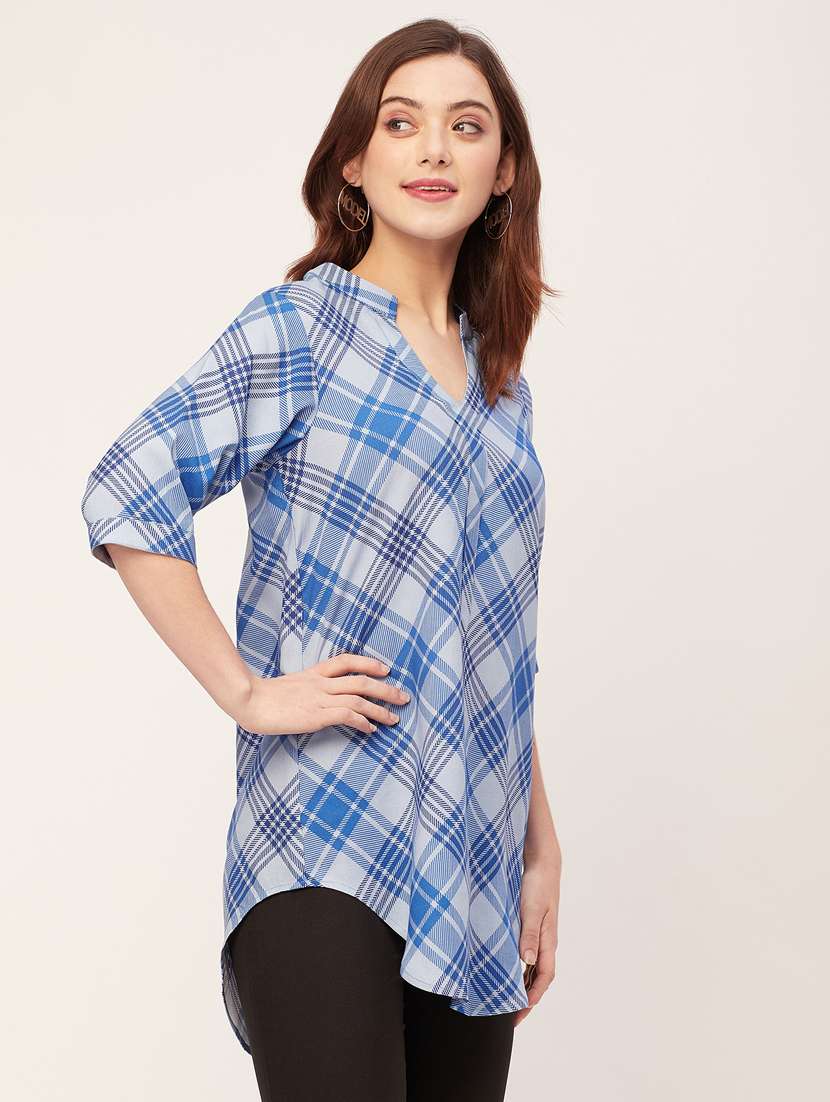 women checkered regular top - 20555366 -  Standard Image - 2
