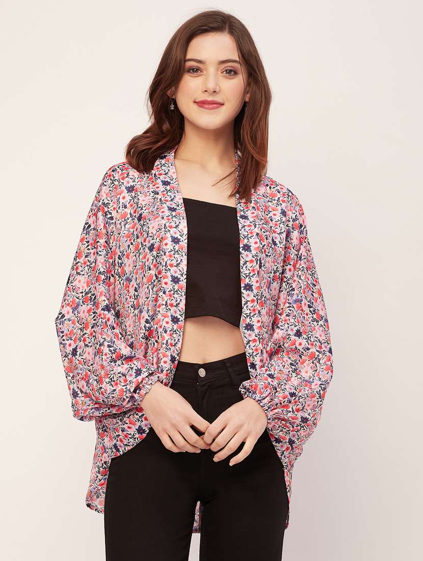 women floral printed casual shrug