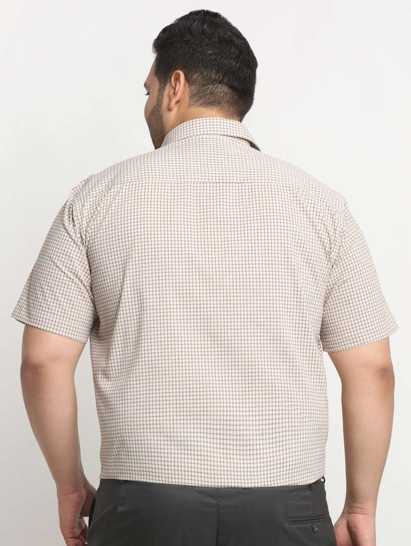 beige checks cotton casual shirt - 20555466 -  Standard Image - 2