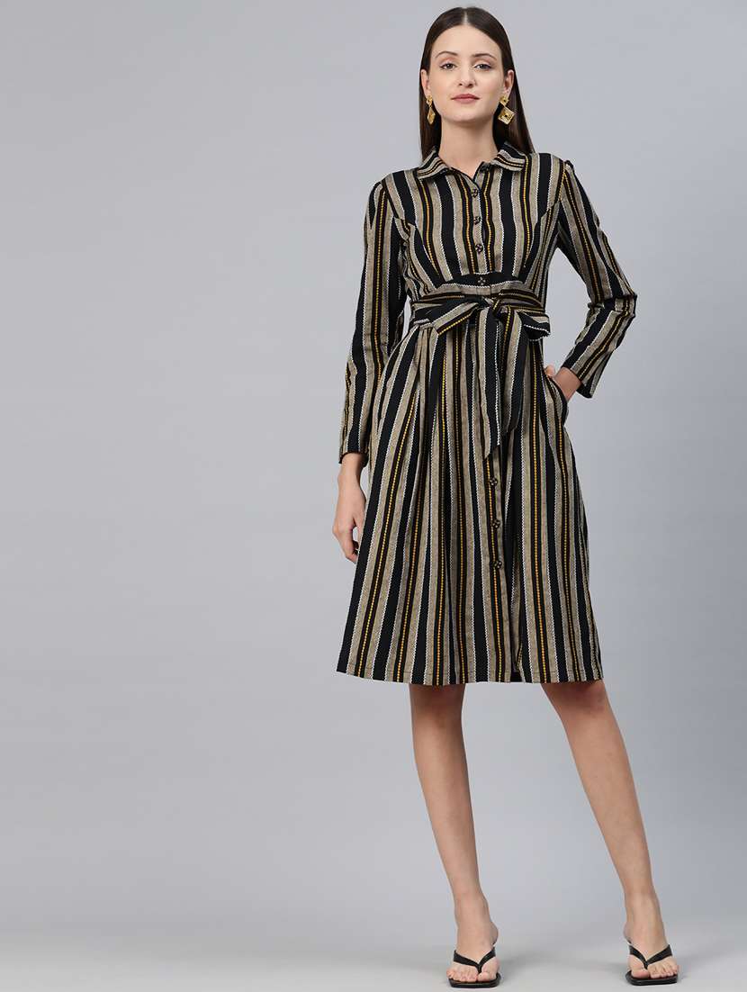 black cotton shirt dress - 20556378 -  Zoom Image - 0