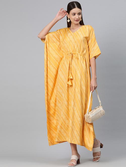 yellow rayon dress - 20556382 - Standard Image - 0