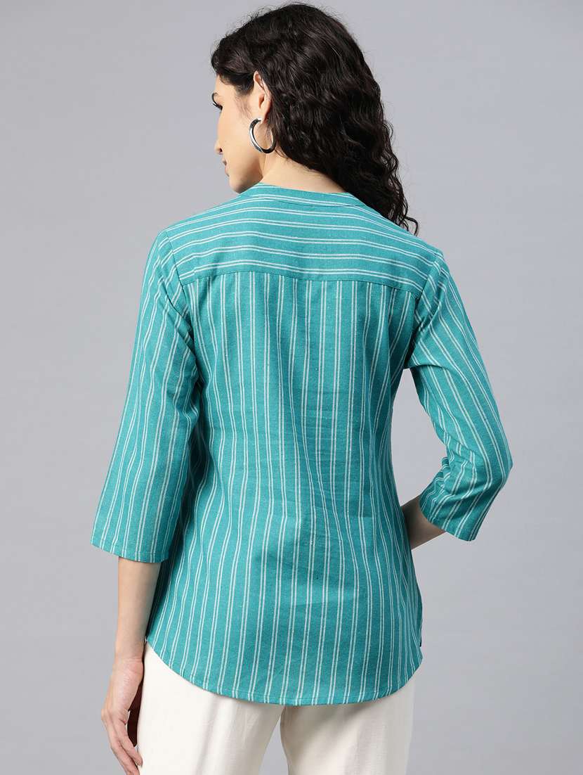 women blue regular fit printed top - 20556393 - Standard Image - 2