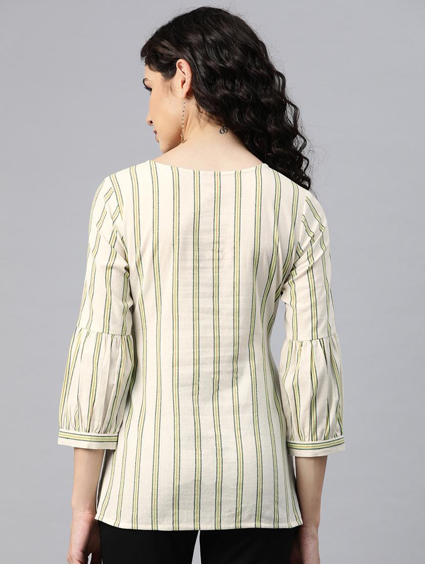 women striped top with tie up - 20556401 - Standard Image - 2