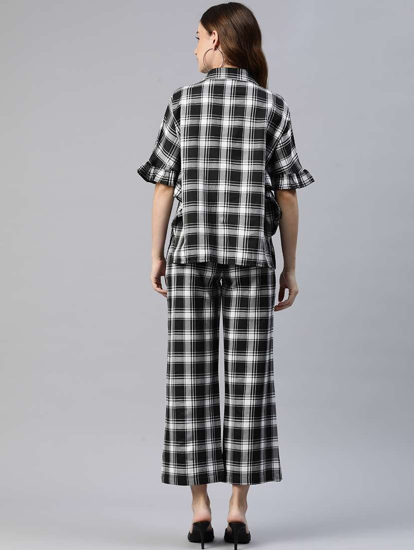 women checkered shirt and trouser co-ord set - 20556415 -  Standard Image - 2