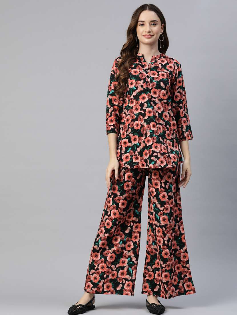 women floral print top and trouser co-ord set - 20556421 - Zoom Image - 0