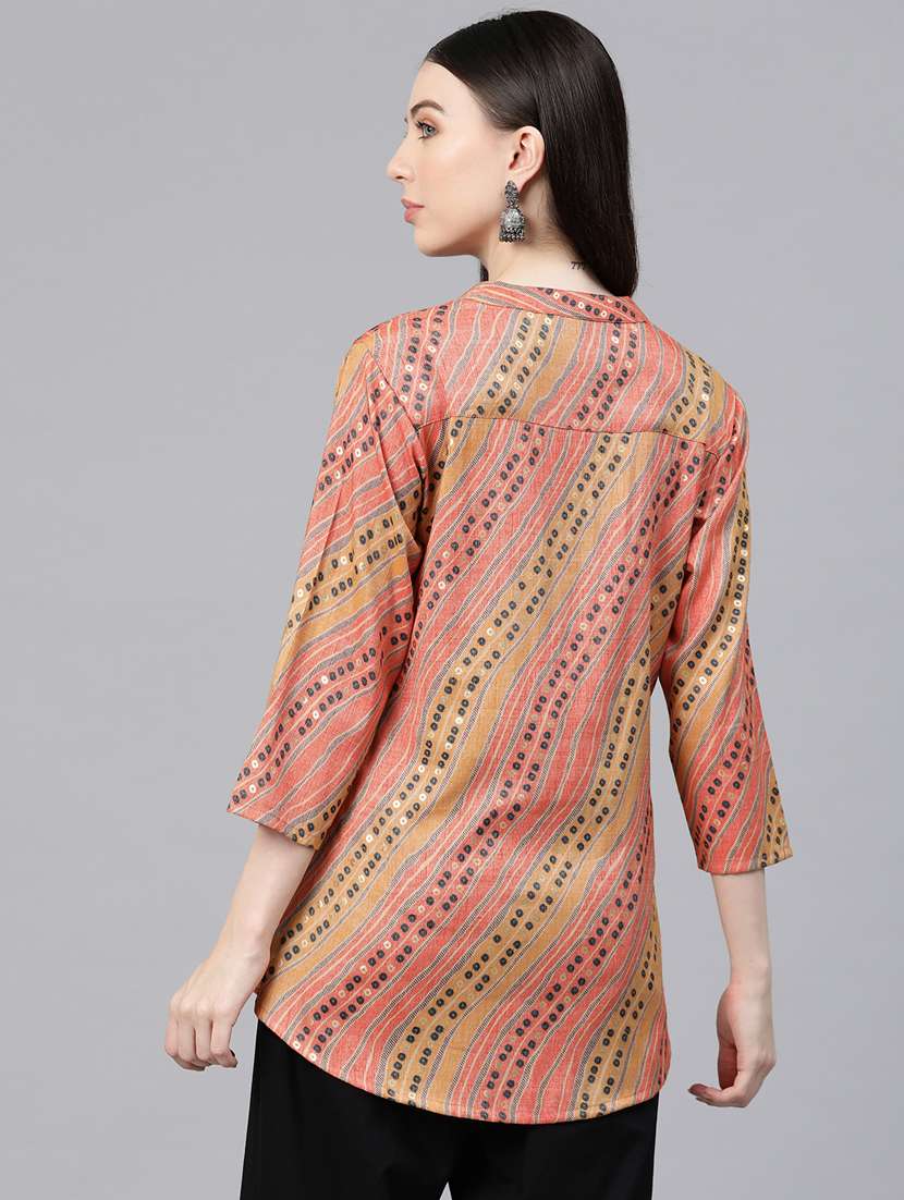 orange rayon aline kurti - 20556430 - Standard Image - 2