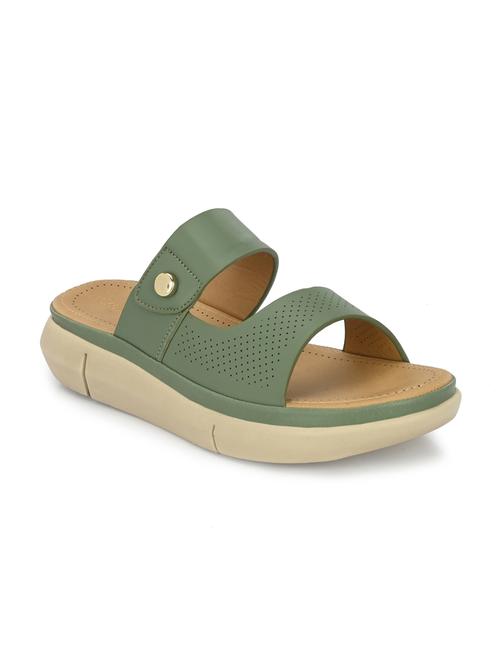 green synthetic slip on sandals - 20560223 - Standard Image - 0