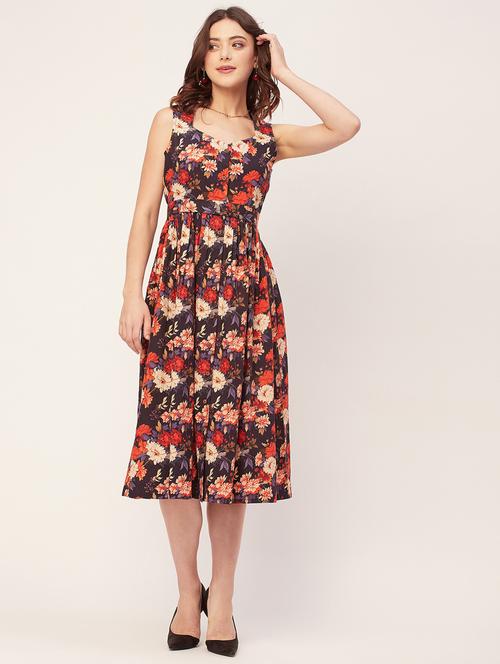 women floral printed fit & flare midi dress - 20560597 -  Standard Image - 0