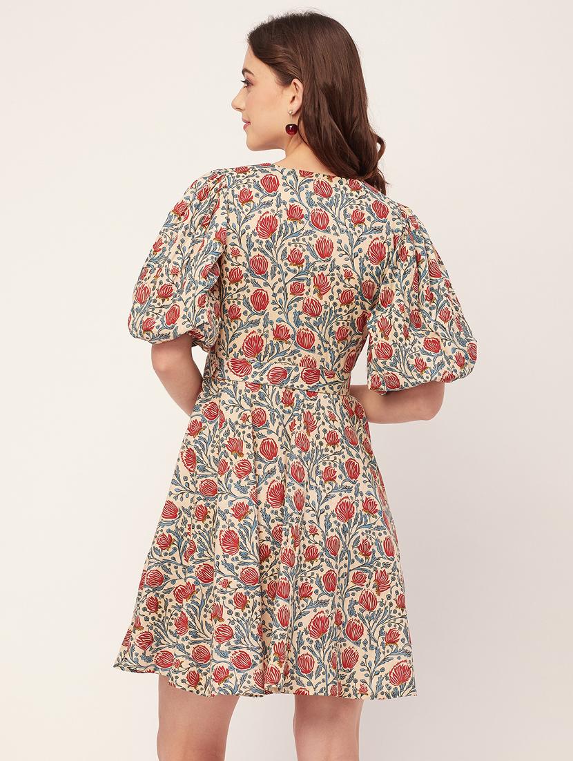 women ethnic floral printed fit & flare dress - 20560598 - Standard Image - 2