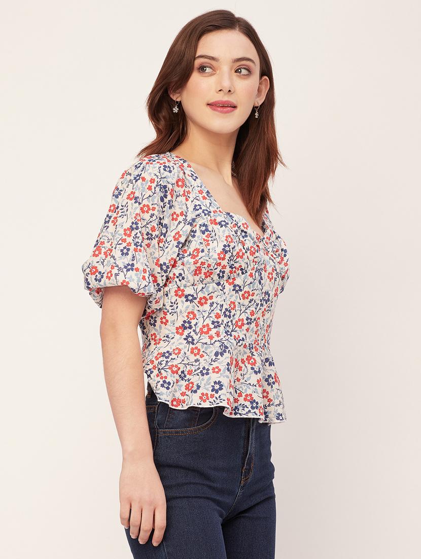 women floral printed peplum top - 20560615 - Standard Image - 2