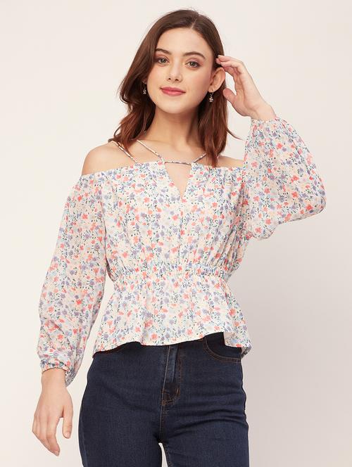 women floral off shoulder detailed neck peplum top - 20560616 -  Standard Image - 0