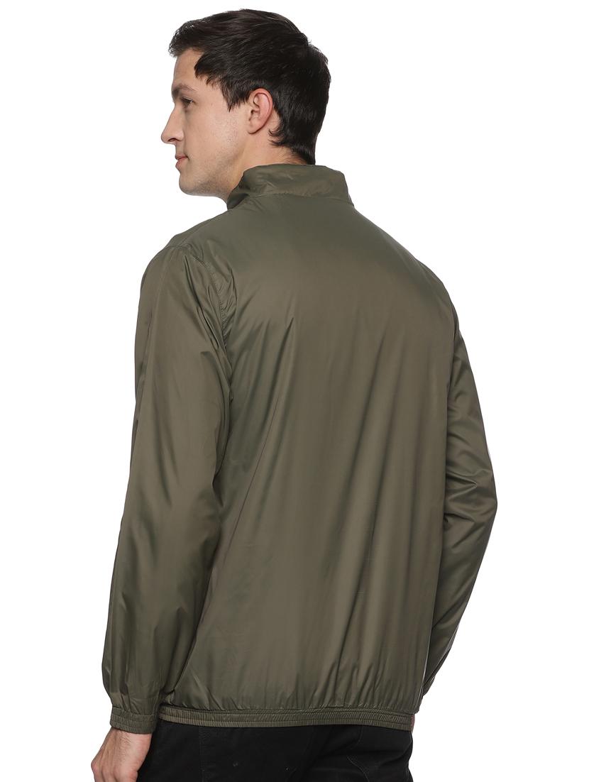 olive lycra blend casual jacket - 20560665 - Standard Image - 2
