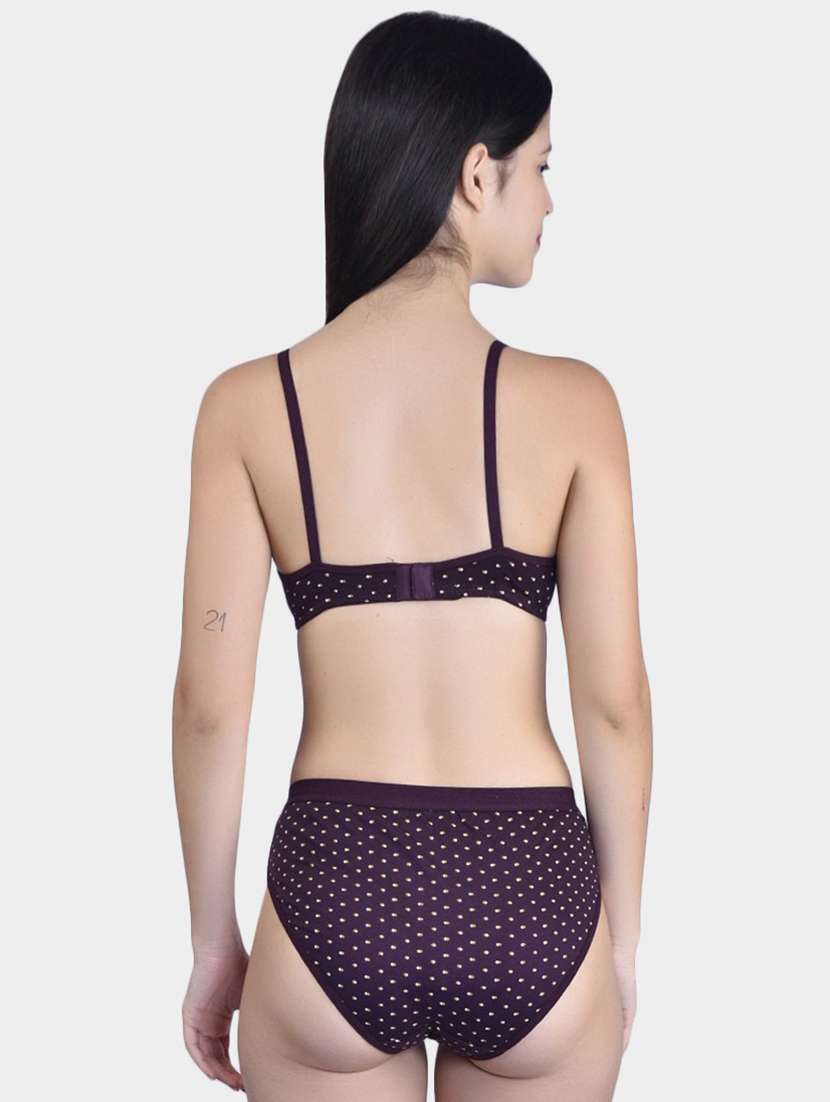 purple cotton blend bras and panty set - 20560906 - Standard Image - 2
