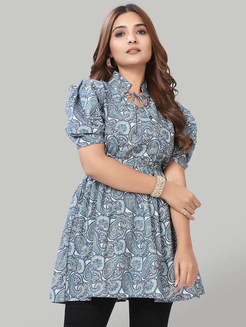 blue printedd regular tunic