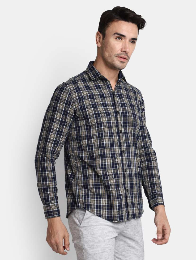 men checkered collared casual shirt - 20562379 - Standard Image - 2
