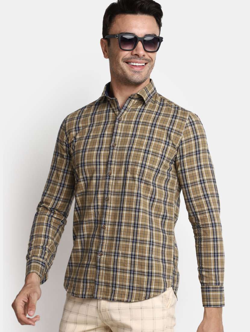 men checkered collared casual shirt - 20562380 -  Standard Image - 2