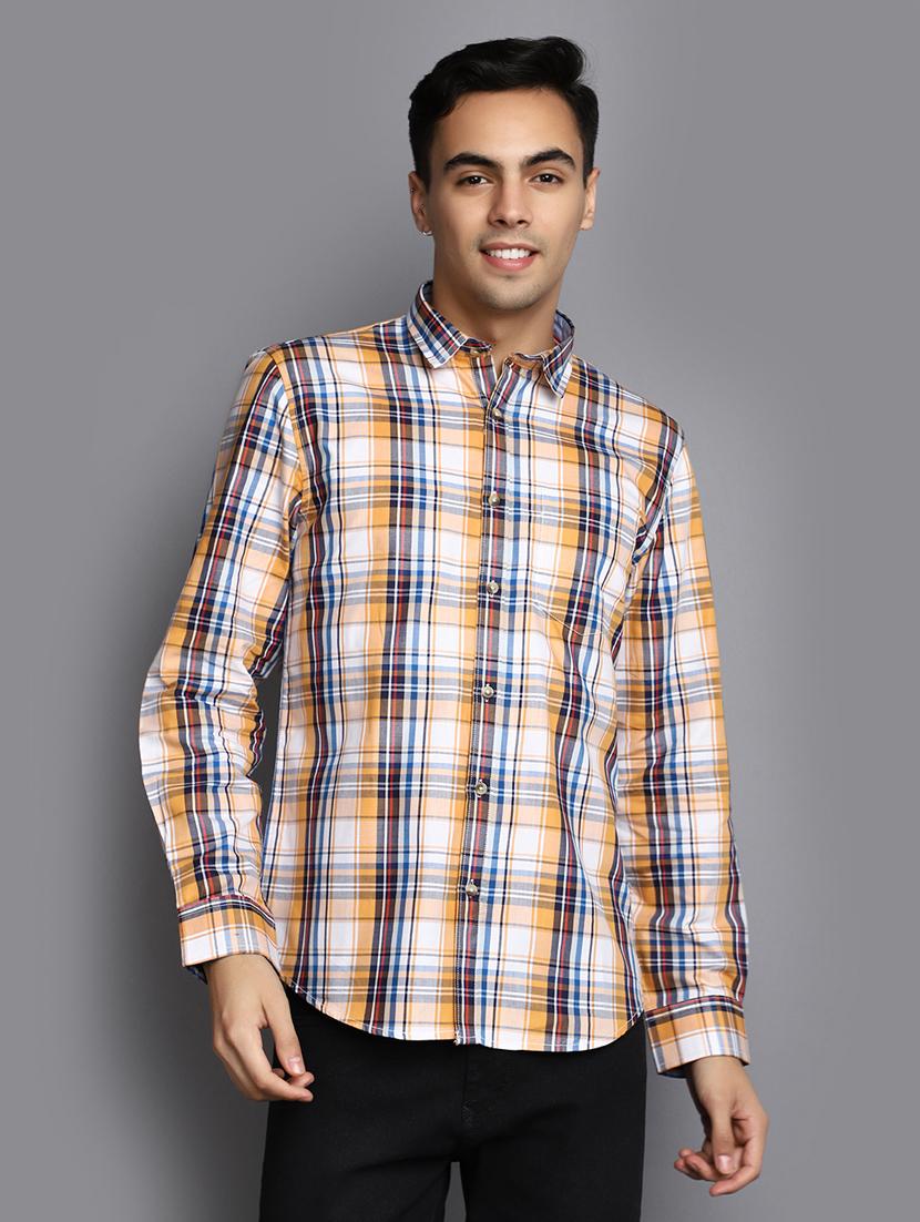yellow checkered casual shirt - 20562429 - Zoom Image - 0
