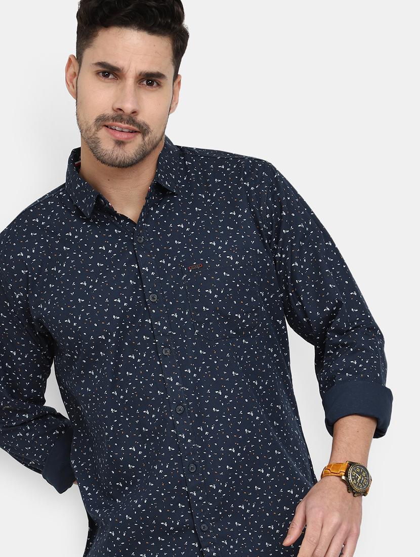 navy blue printed casual shirt - 20562446 - Standard Image - 2