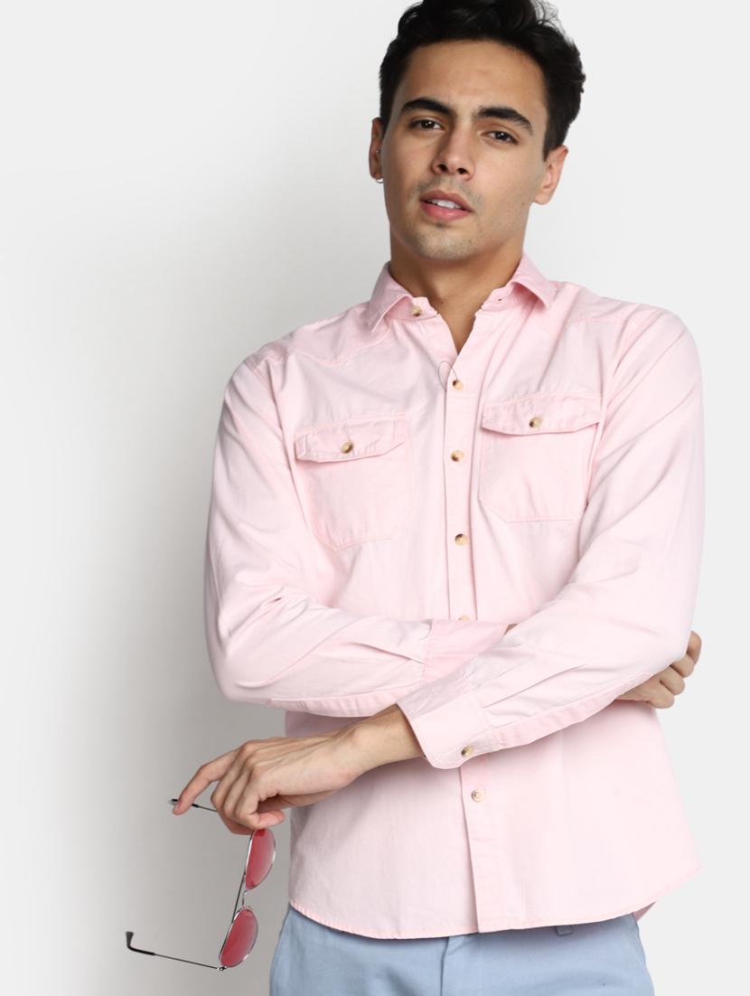 pink solid casual shirt - 20562454 - Standard Image - 2