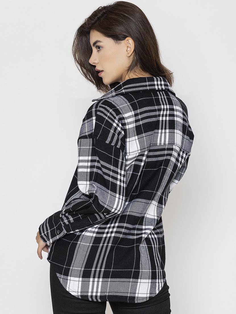 women checkered collared shirt - 20562547 - Standard Image - 2