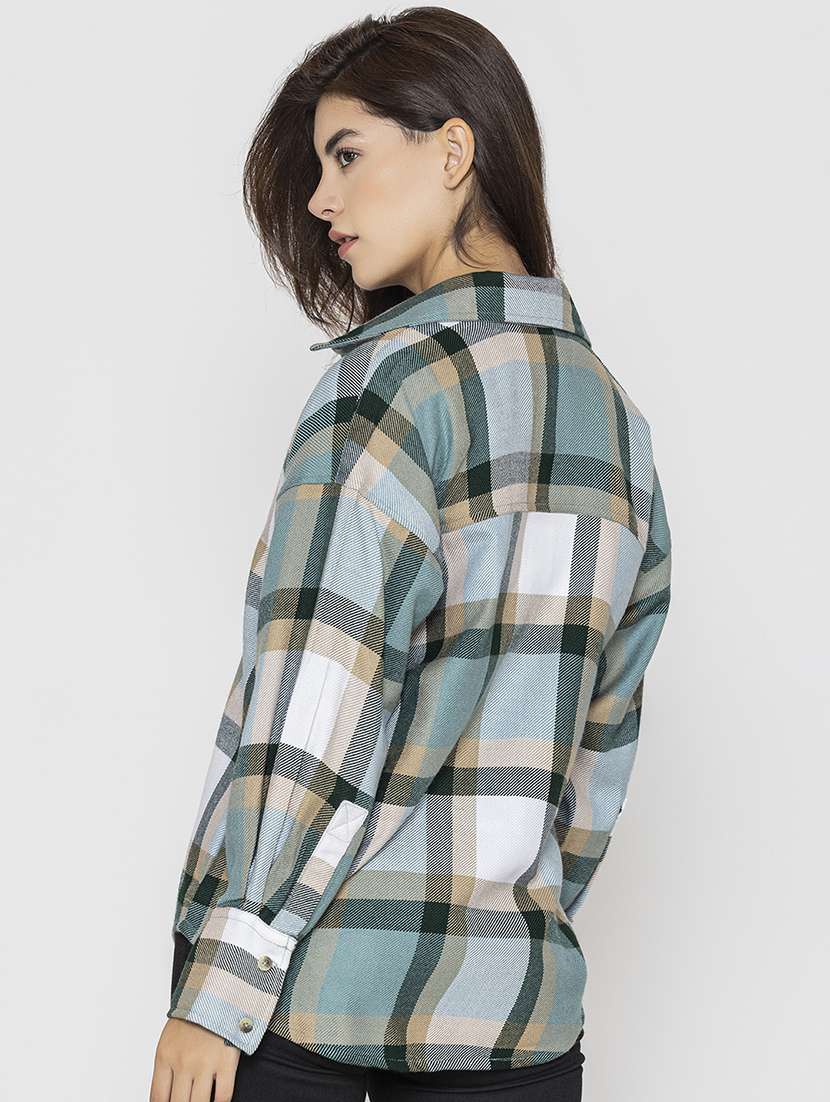 multi colored checkered oversized shirt - 20562548 - Standard Image - 2