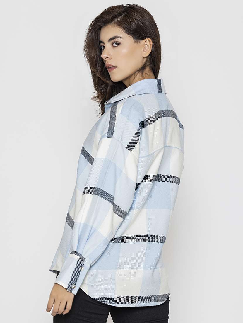 women checkered collared shirt - 20562550 - Standard Image - 2