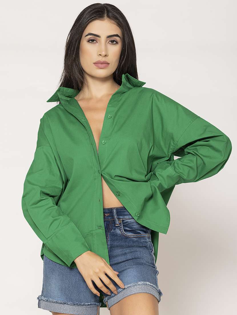 women solid oversized shirt