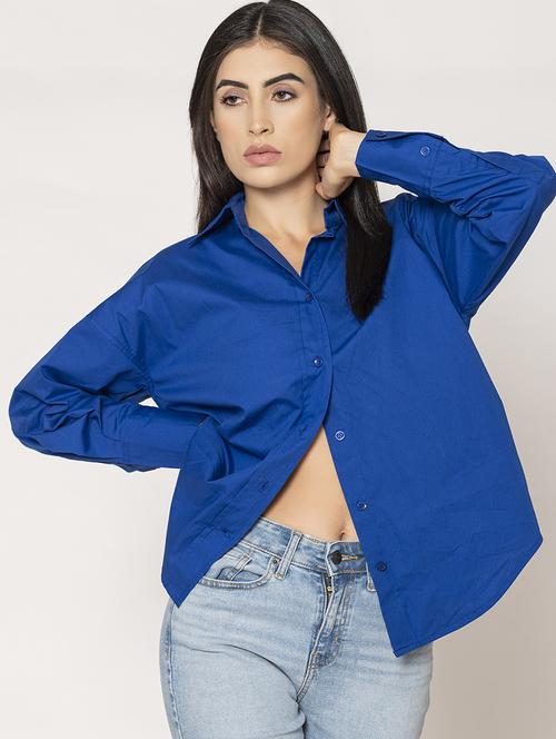 women solid oversized shirt - 20562573 - Standard Image - 0