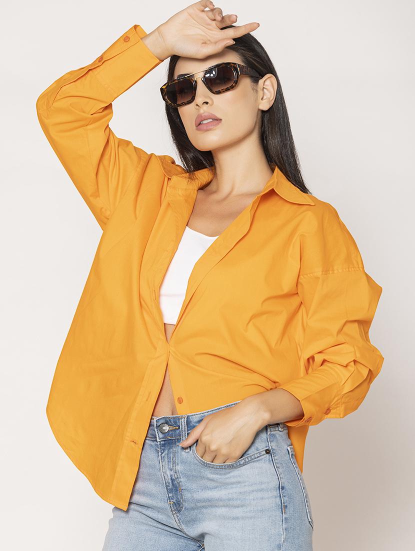 women solid oversized shirt