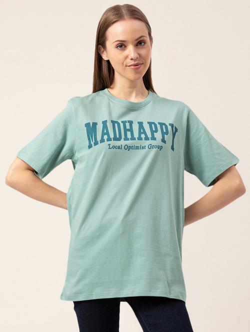 women's chest print round neck t-shirt - 20562592 - Standard Image - 0