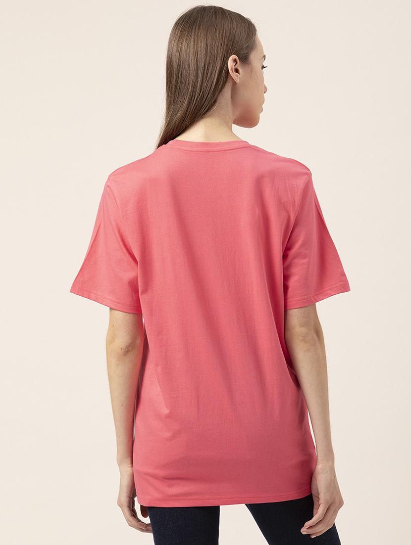 women's chest print crew neck t-shirt - 20562598 - Standard Image - 2