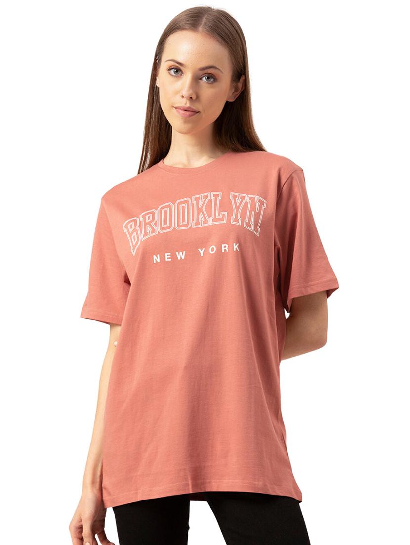 women's chest print round neck t-shirt - 20562599 -  Zoom Image - 0