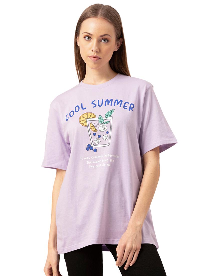 women's chest print round neck t-shirt - 20562602 -  Zoom Image - 0
