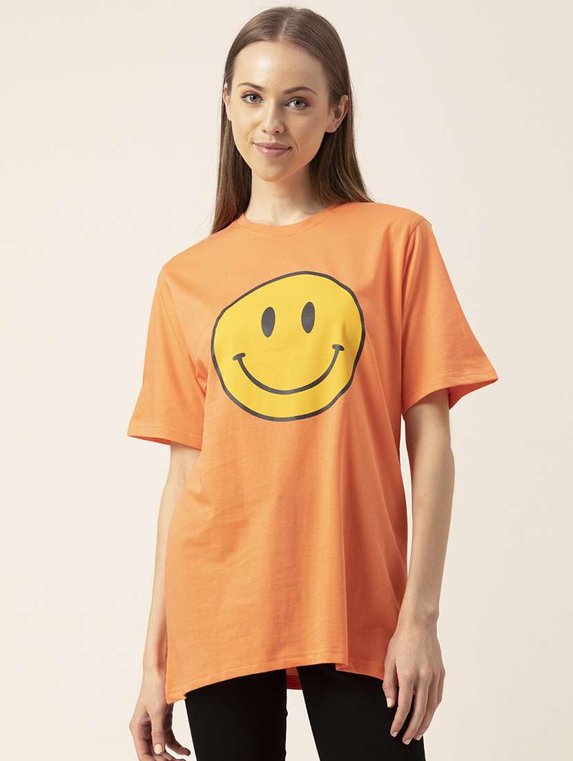 women's chest print round neck t-shirt