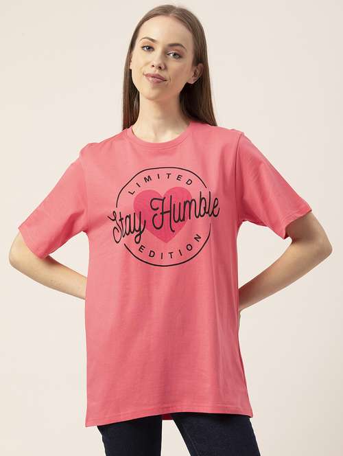 women's chest print round neck t-shirt - 20562607 -  Standard Image - 0