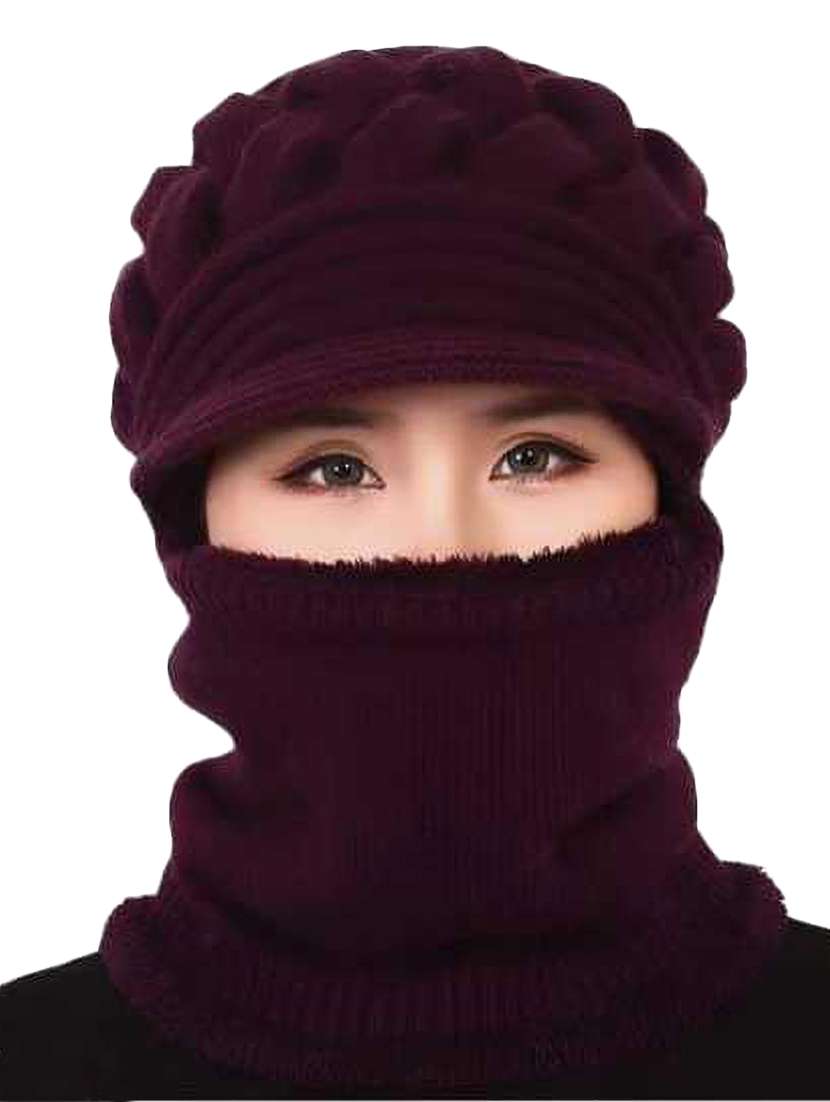 women purple adjustable wool cap