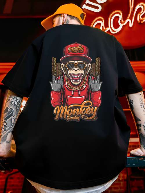 men black oversized front & black print t-shirt - 20563047 - Standard Image - 0