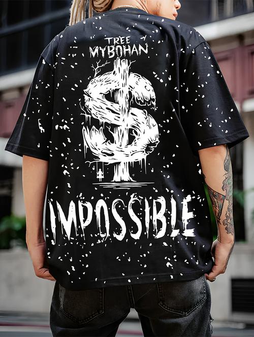 men black oversized front & back printed t-shirt - 20563053 - Standard Image - 0