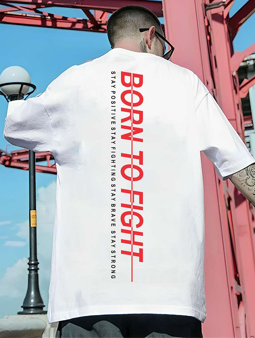 men white oversized front & back printed t-shirt