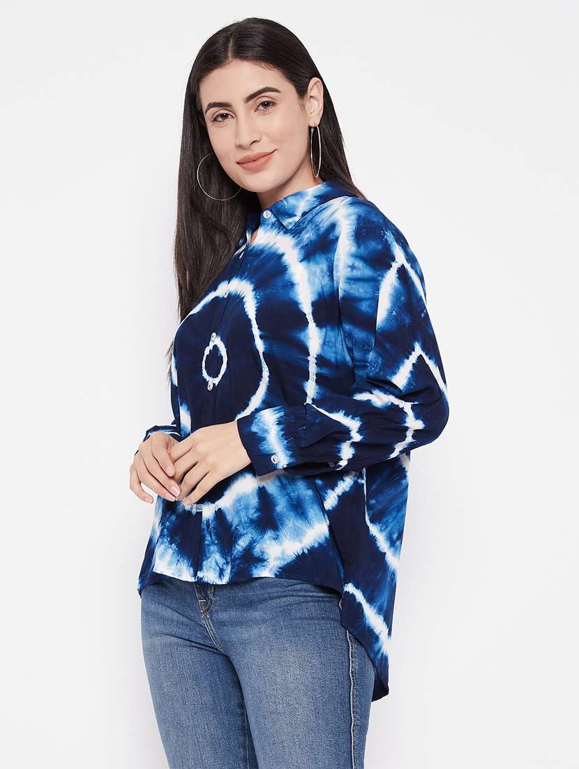 blue rayon oversized shirt - 20563071 - Standard Image - 2