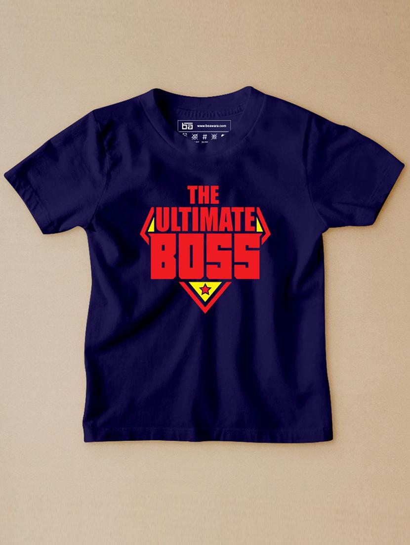 boys round neck typographic print t-shirt
