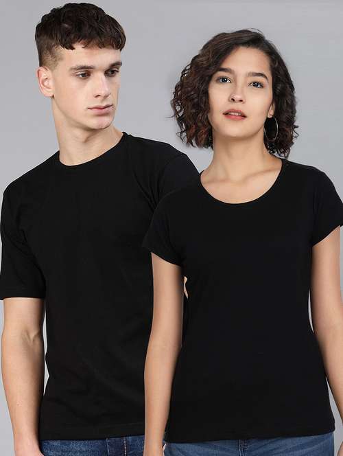round neck solid couple t-shirts